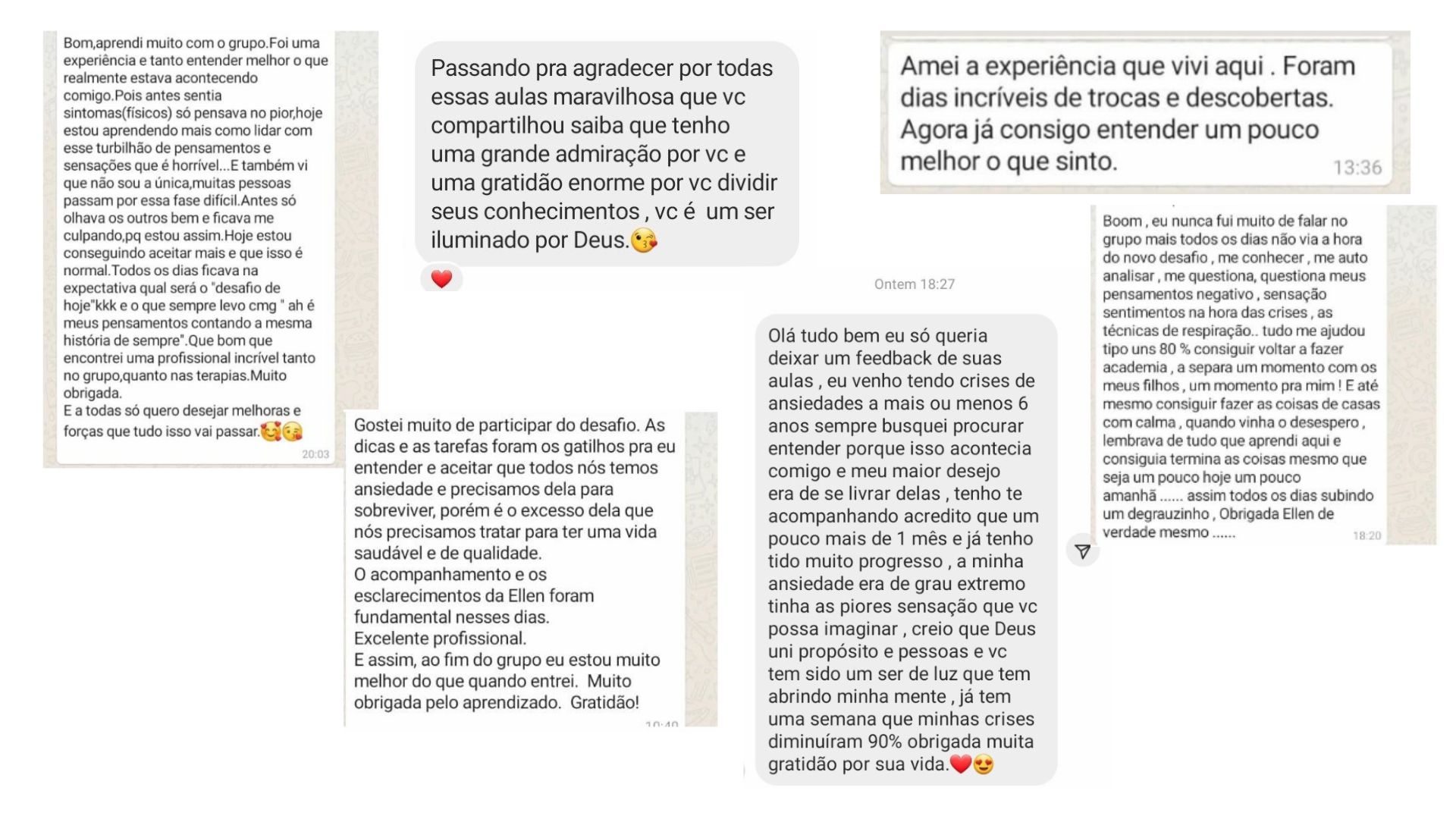Depoimentos de alunas do método TranquilizaMente